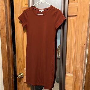 Ultra Flirt Brown Sheath Mini Dress Short Sleeve Crew Neck